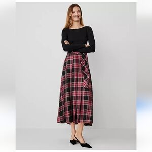 Ann Taylor Black Plaid Maxi Skirt
